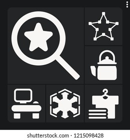 Set of 6 modern filled icons such as , laundry, search, sith, desk