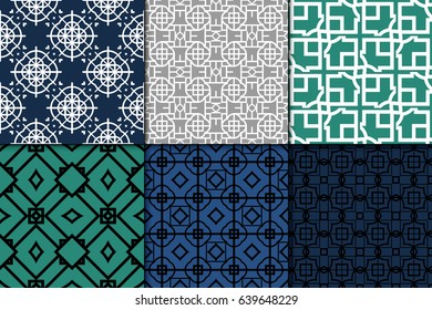 set of 6 modern geometric pattern. Seamless vector illustration