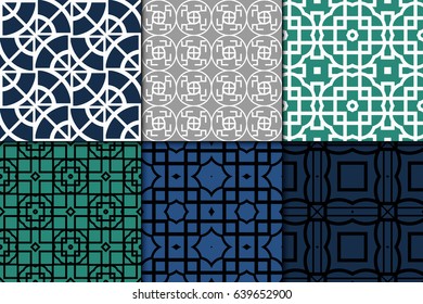 set of 6 modern geometric pattern. Seamless vector illustration