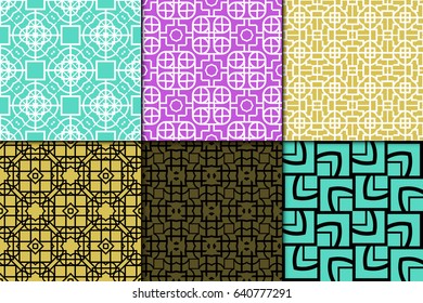 set of 6 modern geometric pattern. Seamless vector illustration