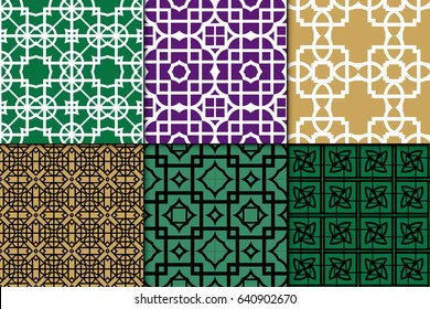 set of 6 modern geometric pattern. Seamless vector illustration