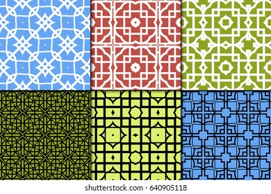 set of 6 modern geometric pattern. Seamless vector illustration