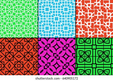 set of 6 modern geometric pattern. Seamless vector illustration