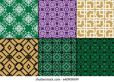 set of 6 modern geometric pattern. Seamless vector illustration
