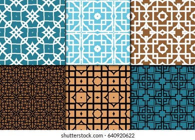 set of 6 modern geometric pattern. Seamless vector illustration