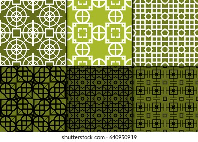 set of 6 modern geometric pattern. Seamless vector illustration