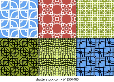 set of 6 modern geometric pattern. Seamless vector illustration