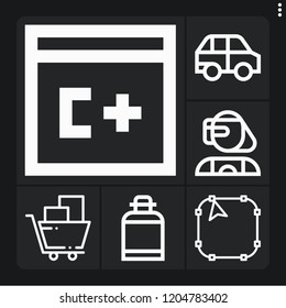 Set of 6 modern outline icons such as ecommerce, , cyborg, car, computing