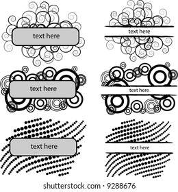 set of 6 monochrome banners,vector sketch just add your own text
