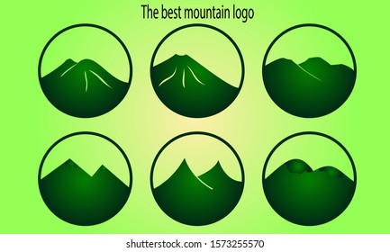 Set of 6 mountain logo design with green gradation effect