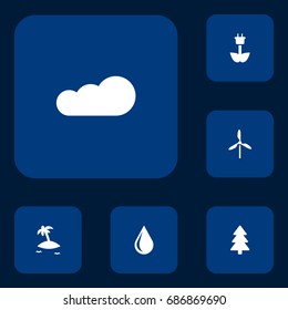 Set Of 6 Natural Icons Set.Collection Of Green Power, Blob, Wind Energy And Other Elements.