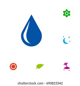 Set Of 6 Nature Icons Set.Collection Of Foliage, Solar, Bloom And Other Elements.