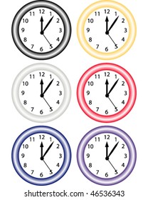 Set of 6 Neon-like Clocks