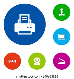 Set Of 6 Notebook Icons Set.Collection Of Photocopy, Peripheral, Show And Other Elements.
