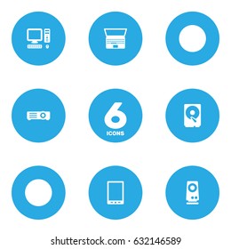 Set Of 6 Notebook Icons.Collection Of Amplifier, Show, Notebook And Other Elements.