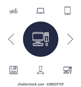 Set Of 6 Notebook Outline Icons Set.Collection Of Notebook, Tablet, Floppy And Other Elements.