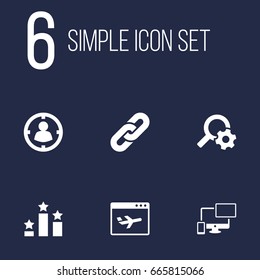 Set Of 6 Optimization Icons Set.Collection Of Engine, Responsive, Audience And Other Elements.