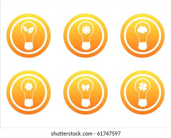 set of 6 orange eco lamp signs