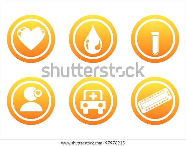 set of 6 orange medical\
signs