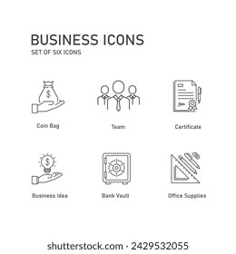 Conjunto De 6 Contornos De Diseño De Iconos Vectoriales De Negocios