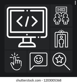 Set of 6   outline icons such as coding, touch, conversation, search, scan