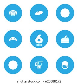 Set Of 6 Oven Icons Set.Collection Of Cake, Sweetmeat, Loaf And Other Elements.