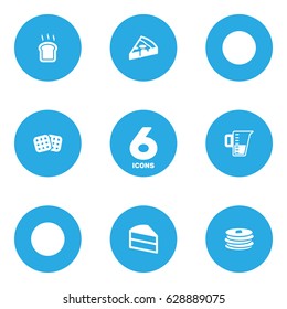 Set Of 6 Oven Icons Set.Collection Of Crepe, Measurement, Wafer And Other Elements.