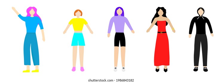 set of 6 painted young people
