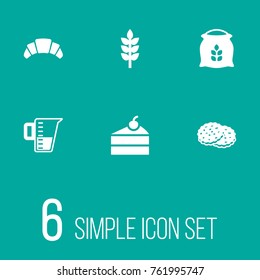Set Of 6 Pastry Icons Set.Collection Of Grain, Sack, Sweetmeat And Other Elements.