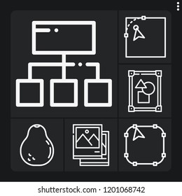 Set of 6 pattern outline icons such as structure, avocado, , picture