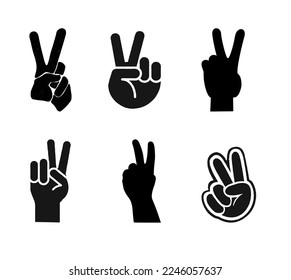 Set of 6 peace gestures.