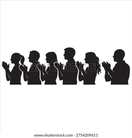 Set of 6 people clapping silhouettes vector