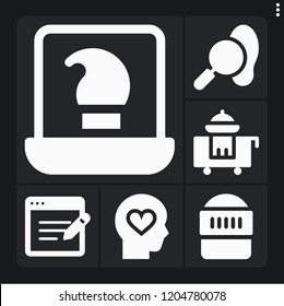 Set of 6 people filled icons such as warrior, survey, laptop, detective, room service