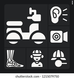 Set of 6 person filled icons such as ankle, employee, scooter, ear, detective