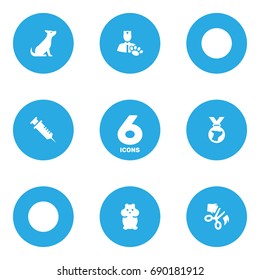 Set Of 6 Pets Icons Set.Collection Of Dog, Injection, Scissor And Other Elements.