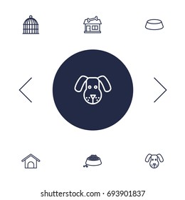Set Of 6 Pets Outline Icons Set.Collection Of Bird Prison, Puppy, Shop And Other Elements.