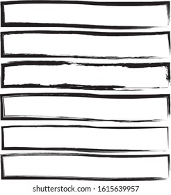 Set of 6 pieces rectangle frame grunge edges.Grunge borders.Vector brush strokes distress textures retro frames.