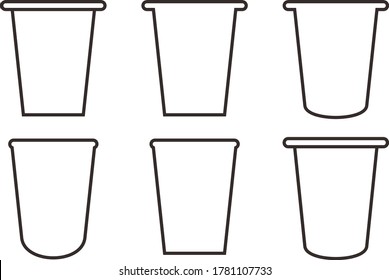 A set of 6 plastic or paper cups