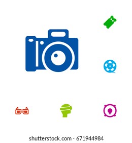 Set Of 6 Pleasure Icons Set.Collection Of Cyberspace, Photography, Pass And Other Elements.