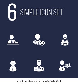 Set Of 6 Position Icons Set.Collection Of Working, Manager, Tray And Other Elements.