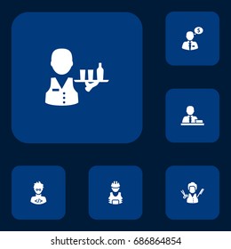Set Of 6 Position Icons Set.Collection Of Coder, Working, Manager And Other Elements.