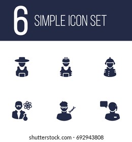 Set Of 6 Position Icons Set.Collection Of Producer, Scholarly, Planner And Other Elements.