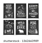 Set of 6 pre-made summer greeting cards. Unique calligraphic quotes and phrases written by brush. White doodle illustrations on black chalkboard backgrounds. Ready-to-use prints for you.