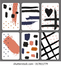 Set 6 printable cards with black brush stroke design printable cards graphic stylish