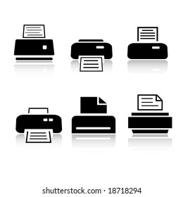 Set of 6 printer icon variations