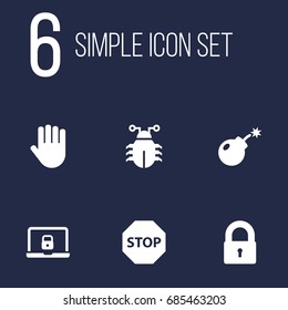Set Of 6 Procuring Icons Set.Collection Of Dynamite , Key, Hand Elements.