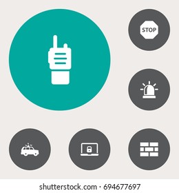 Set Of 6 Procuring Icons Set.Collection Of Notebook, Sign, Alarm And Other Elements.