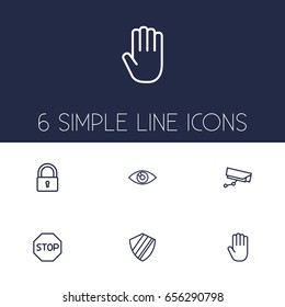 Set Of 6 Procuring Outline Icons Set.Collection Of Hand , Vision , Protection Elements.
