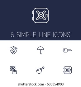 Set Of 6 Procuring Outline Icons Set.Collection Of Protection, Keypad, Parasol And Other Elements.
