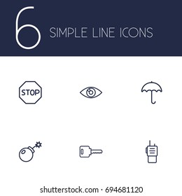 Set Of 6 Procuring Outline Icons Set.Collection Of No Entry, Vision, Open And Other Elements.